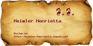 Heimler Henrietta névjegykártya
